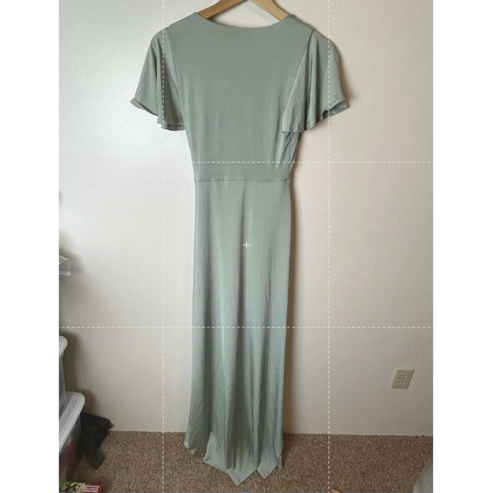 Baltic Born Monica Maxi Dress V-Neck‎ Flutter Sleeve Sage Green Size XS